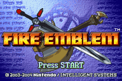 Fire Emblem title screen for GameBoy Advance